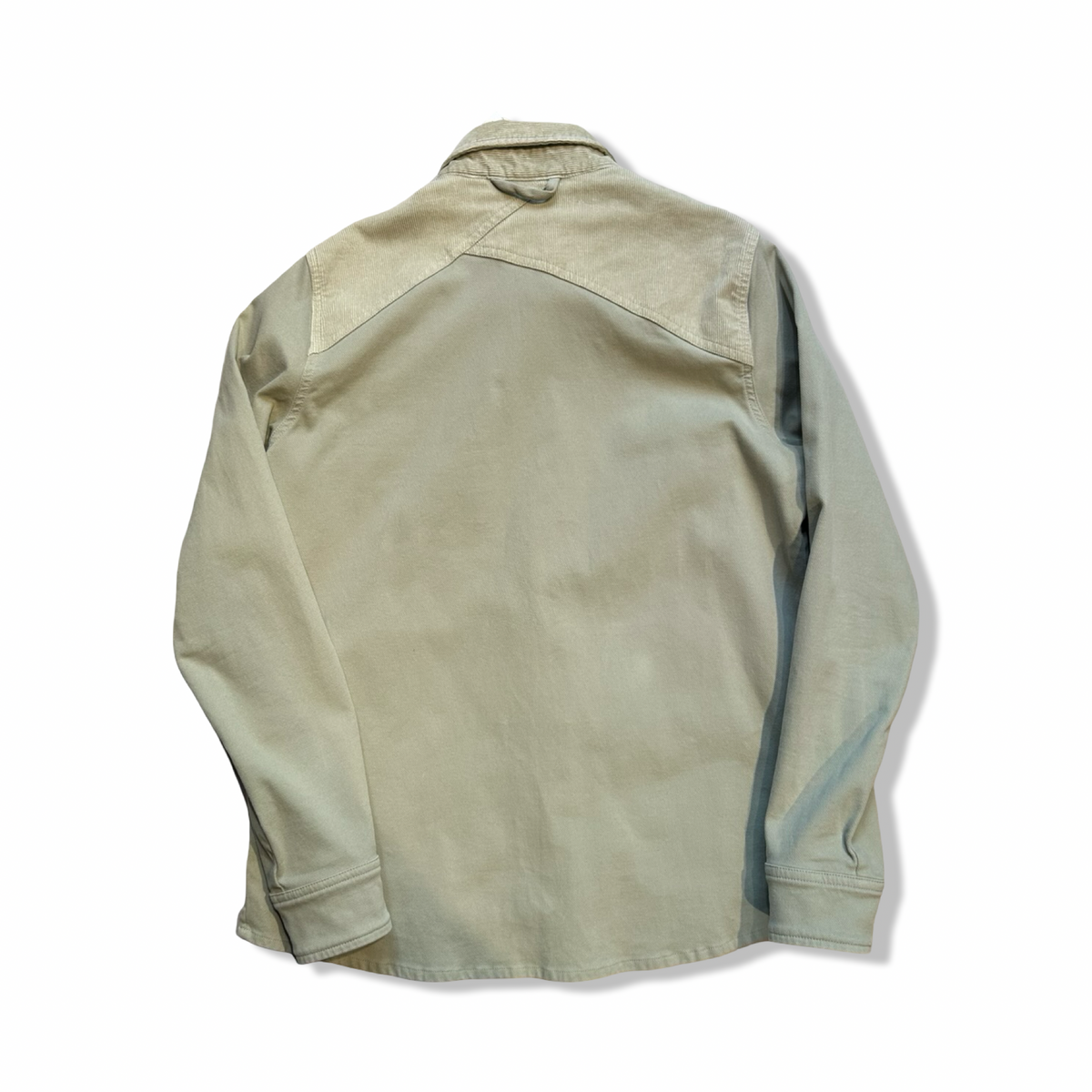 Green Varg Haga women's shirt jacket in size S, back view against a white background.