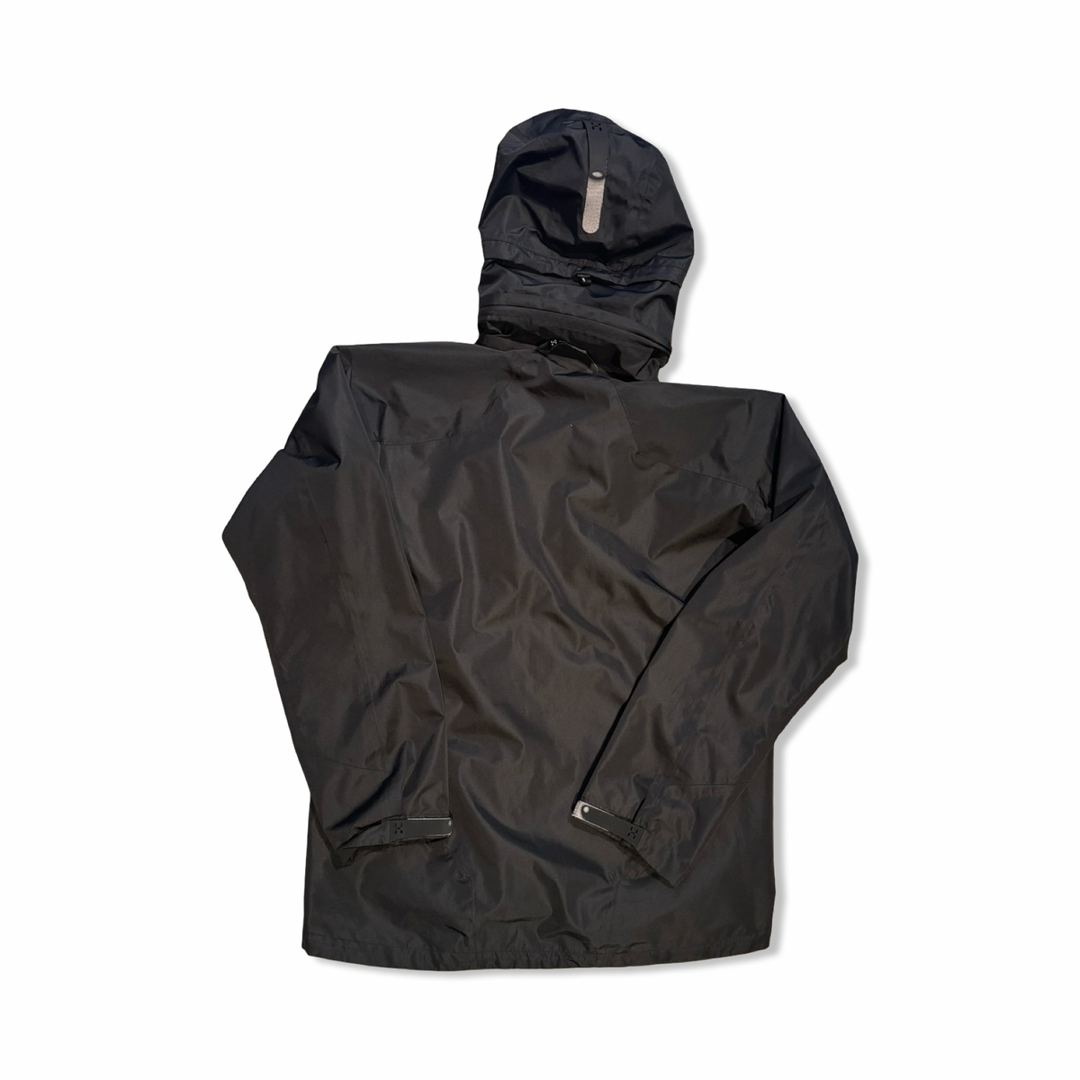 Black Haglöfs women's Koyal Proof shell jacket, back view against a white background.
