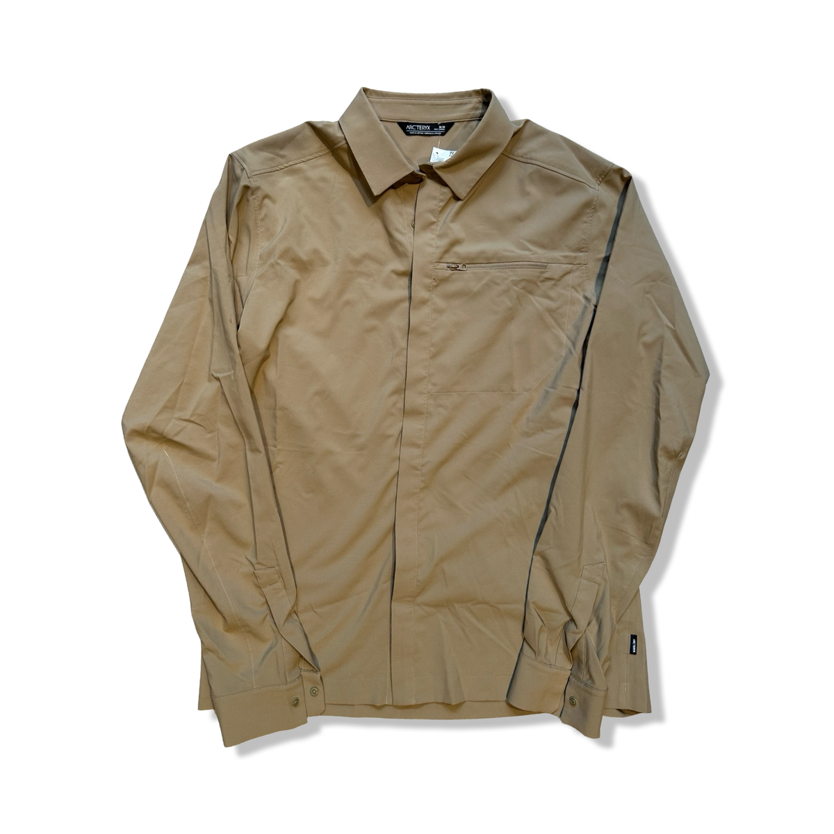 Off-white Arc'teryx Skyline LS men's long-sleeve shirt, front view against a white background.