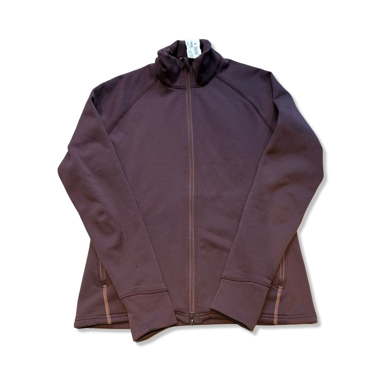 Mörkbrun Houdini Power Jacket i dammodell i storlek M, fotograferad framifrån mot en vit bakgrund.