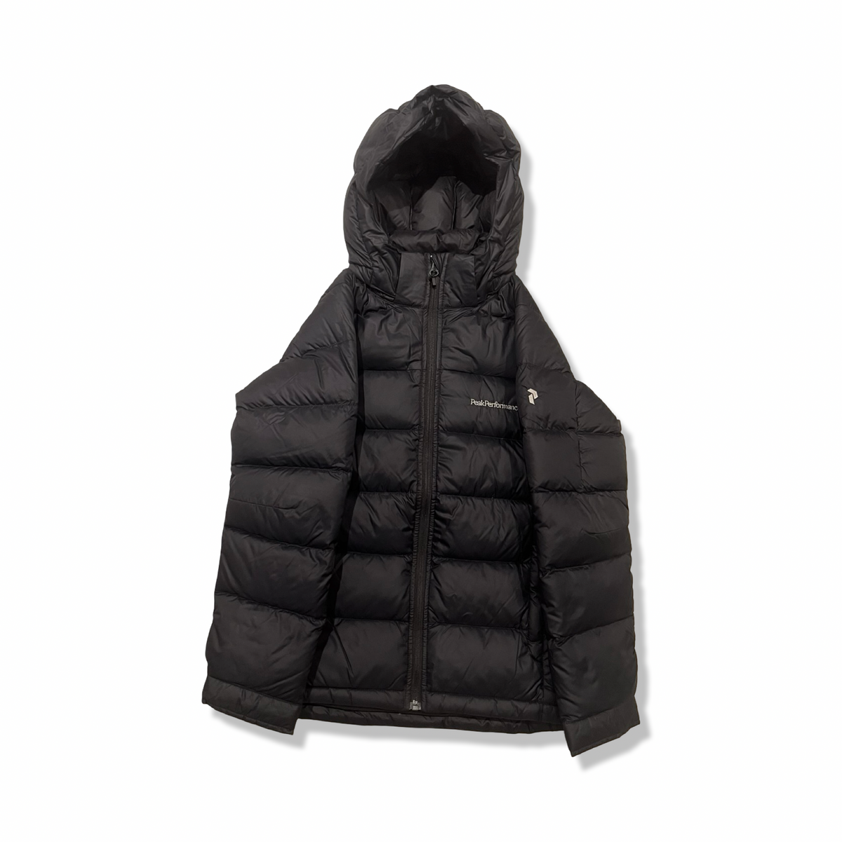Black Peak Performance women's JR Frost down jacket, front view against a white background.