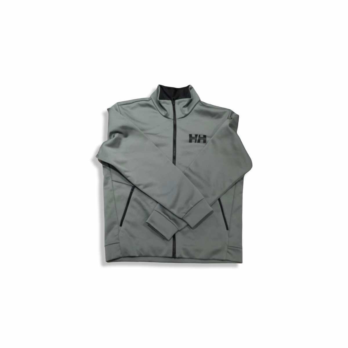 Grön Helly Hansen HP Fleece jacket 2.0 fleecetröja för herr med dragkedja, fotograferad framifrån mot en vit bakgrund.