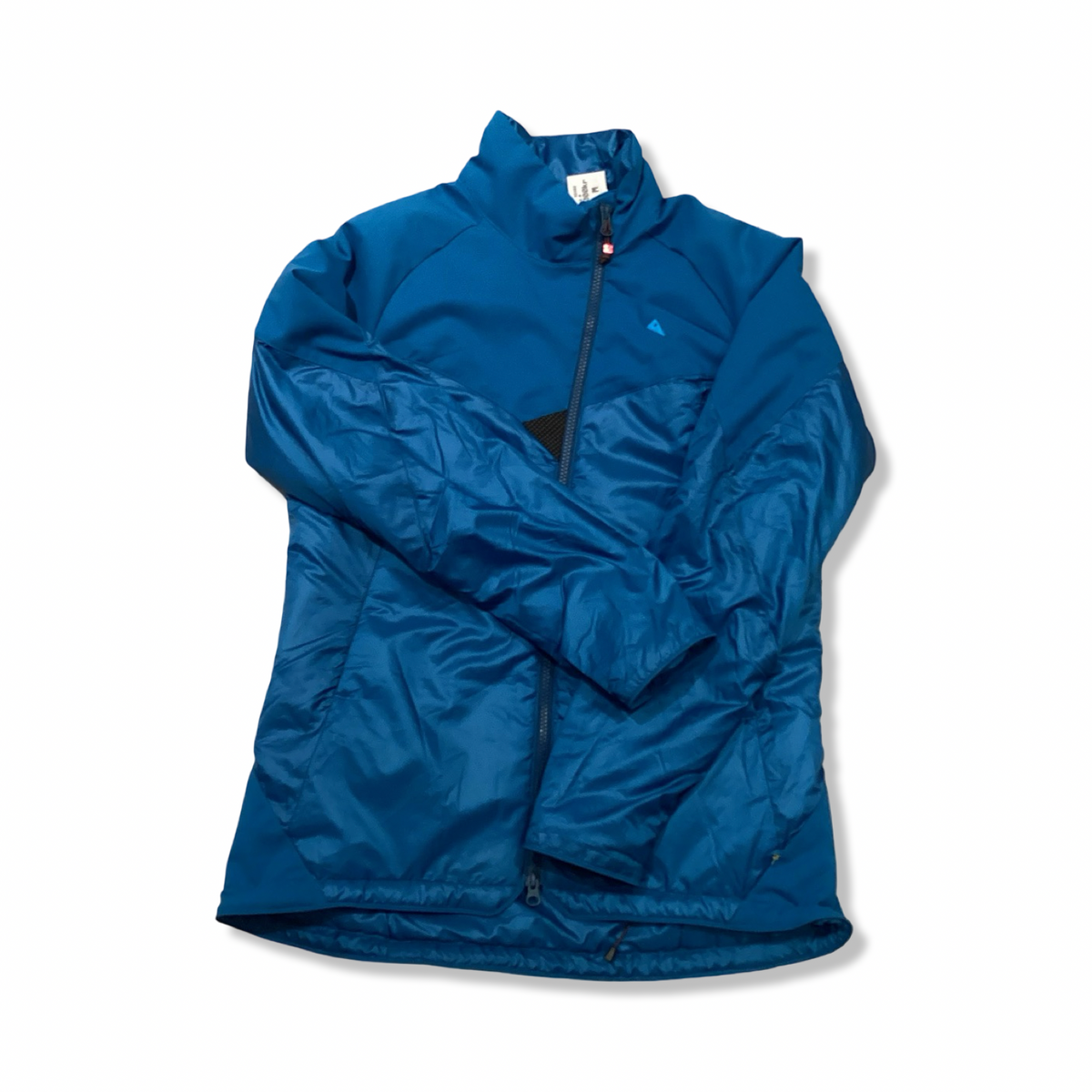 Blue Klättermusen Alv 2.0 women's synthetic jacket, front view against a white background.