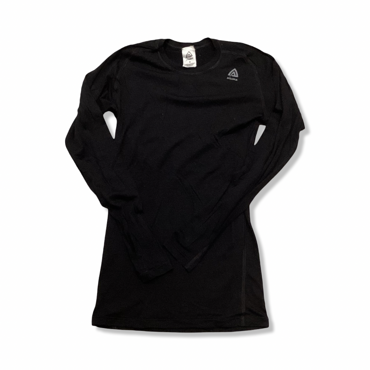 Black Aclima women's base layer top, front view against a white background.