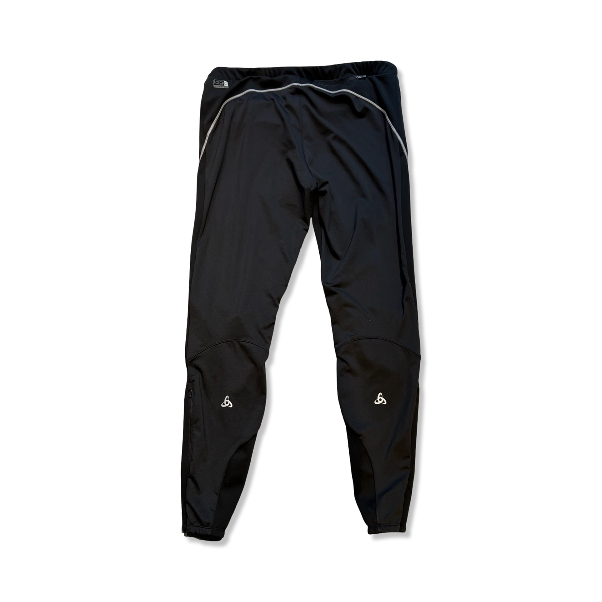 Black Odlo logic windproof women's training pants, back view against a white background.
