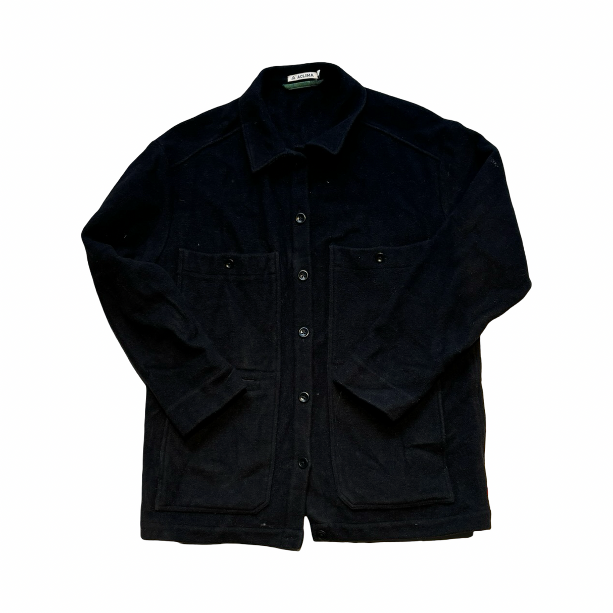 Unisex Aclima Reborn Lumber J functional jacket in black with buttons, front view against a white background.