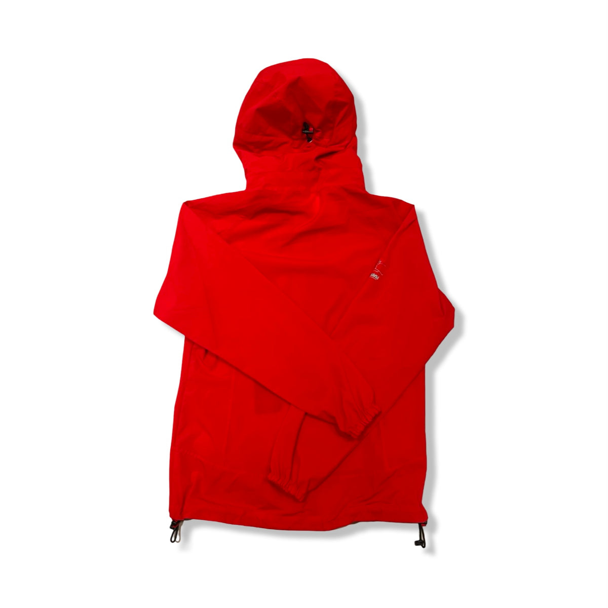 Red Bergans Microlight women's softshell jacket in size S, back view against a white background.