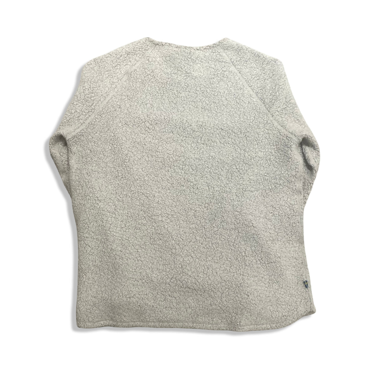 Back view of a grey Varg men's fleece sweatshirt against a white background.