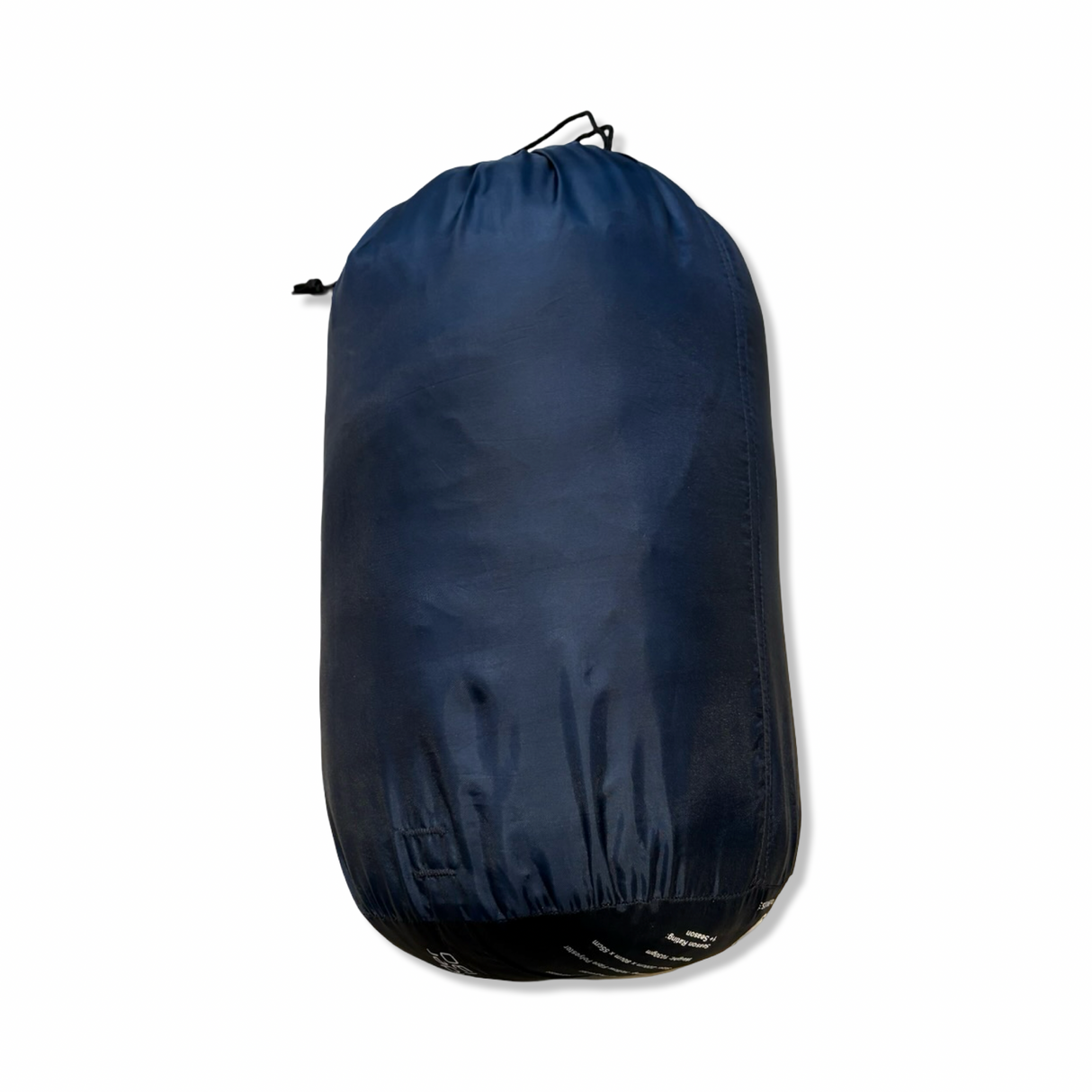 Dark blue Sprayway Pathfinder 130 sleeping bag in a matching stuff sack against a white background.