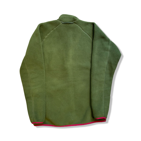 Green Haglöfs women's fleece jacket, back view against a white background.