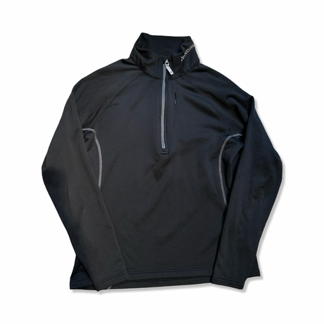 Black Houdini men's Powerstretch half-zip fleece sweater, photographed from the front against a white background.