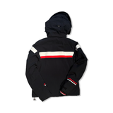 Back view of a black 8848 ski jacket with a hood and white and red details, photographed against a white background.
