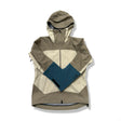 Beige and blue women's hooded shell jacket from Peak Performance, front view against a white background.