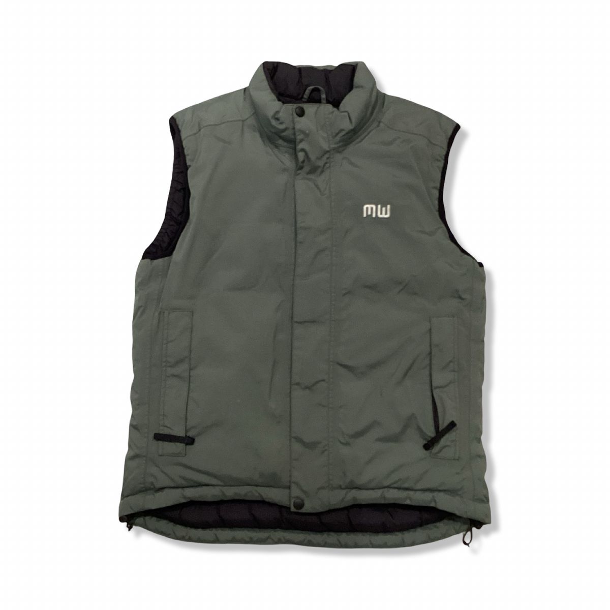 Green Mountain Works women's down vest, front view against a white background.