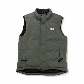 Green Mountain Works women's down vest, front view against a white background.