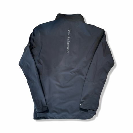 Black Peak Performance women's 3-layer softshell jacket, back view against a white background.