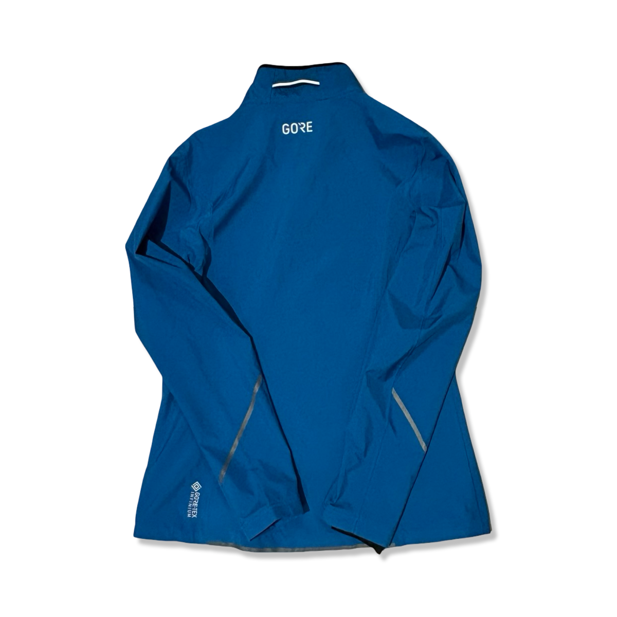 Blue Gore Wear women's windstopper jacket, back view against a white background.