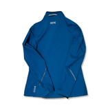 Blue Gore Wear women's windstopper jacket, back view against a white background.