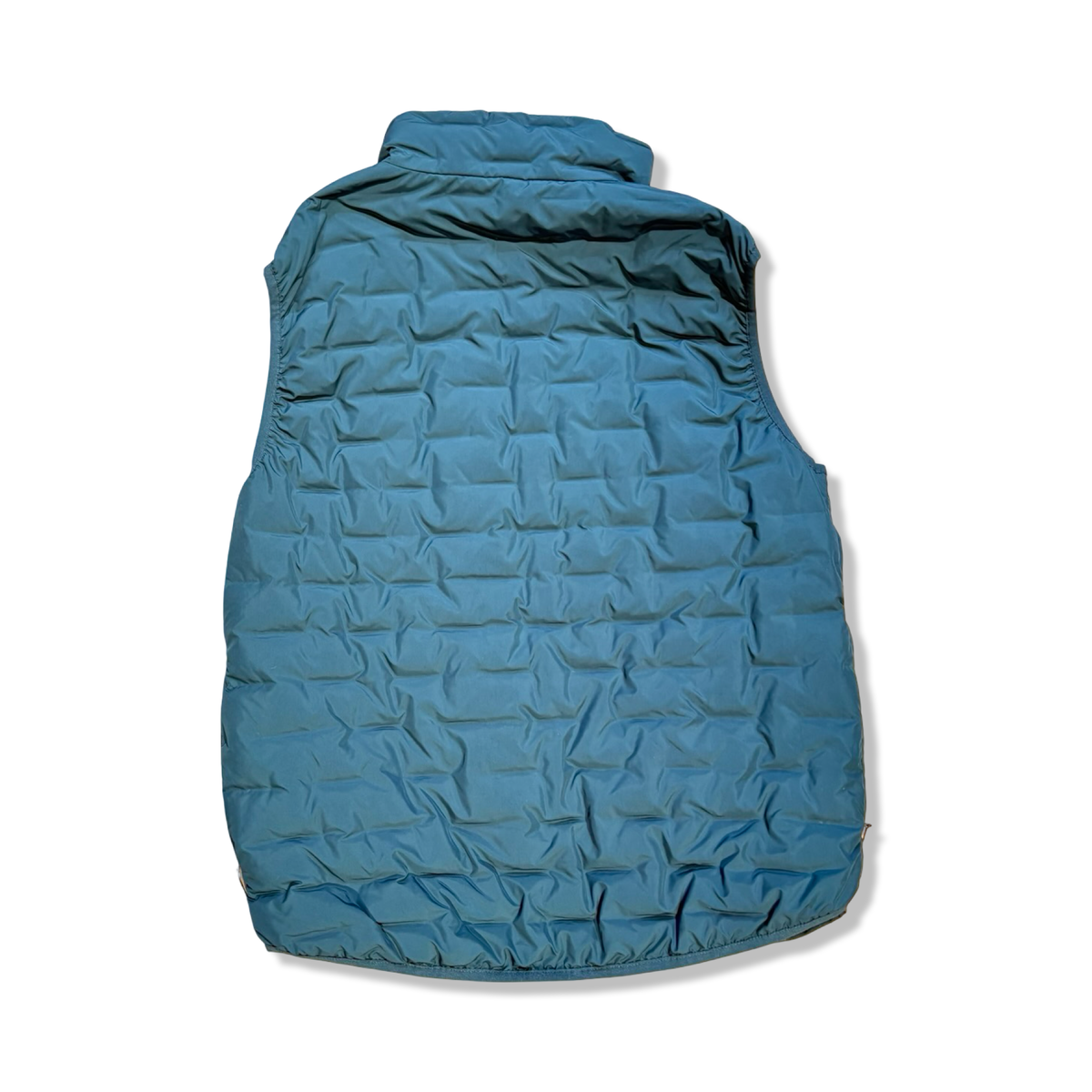 Green The Mountain Studio men's V-1 RL Reversible Light Vest, back view against a white background.