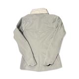Grey Asics men's hybrid jacket, back view against a white background.