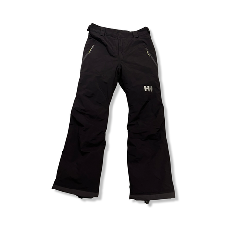 Black Helly Hansen children's ski pants, front view against a white background.