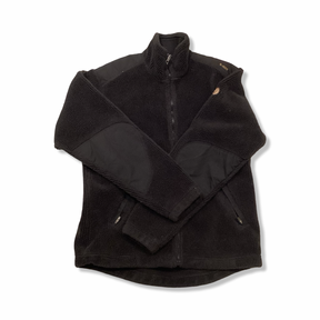 Black Fjällräven Vardag Pile men's fleece cardigan with zipper, front view against a white background.