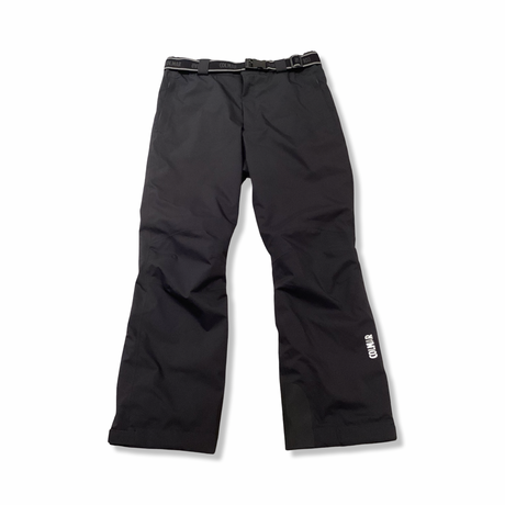 Black Colmar men's ski pants with a belt at the waist, front view against a white background.