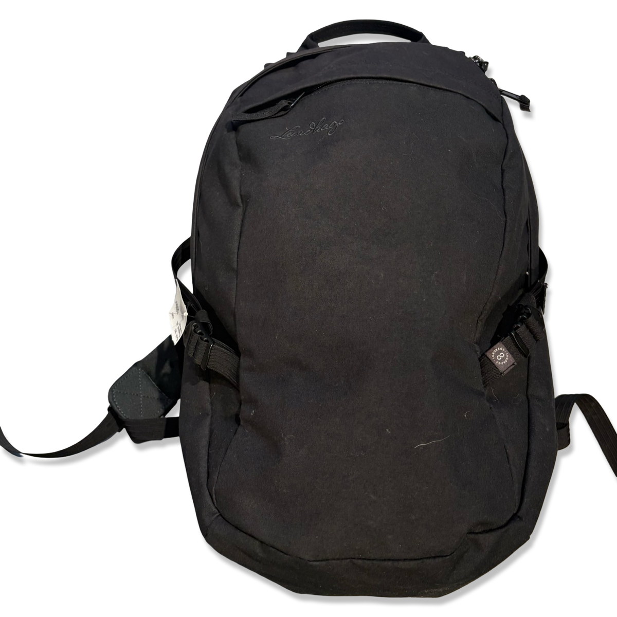 Black 20L Lundhags Skomakarna AB backpack, front view against a white background.