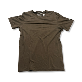 Olive Ortovox women's base layer top, front view against a white background.