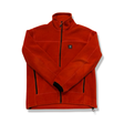 Orange Haglöfs women's fleece jacket with zipper, front view against a white background.