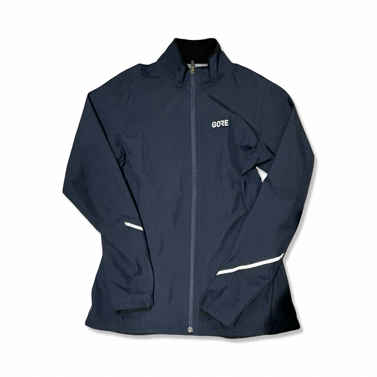 Blue Gore Wear windstopper jacket, front view against a white background.