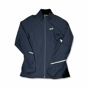 Blue Gore Wear windstopper jacket, front view against a white background.