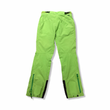 Back view of lime green Dynafit Mercury 2 Dynastretch women's softshell pants against a white background.