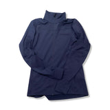 Blå träningströja Norröna falketind warm1 stretch jacket för dam med dragkedja, fotograferad framifrån mot en vit bakgrund.