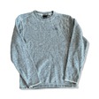 Men's Thule grey melange fleece sweater with a round neck, front view on a white background.