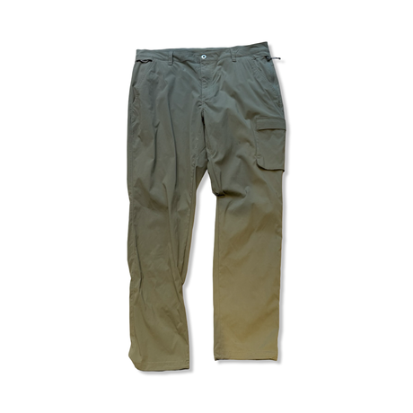 Grey Columbia functional trousers with pockets and straight fit, photographed from the front against a white background.