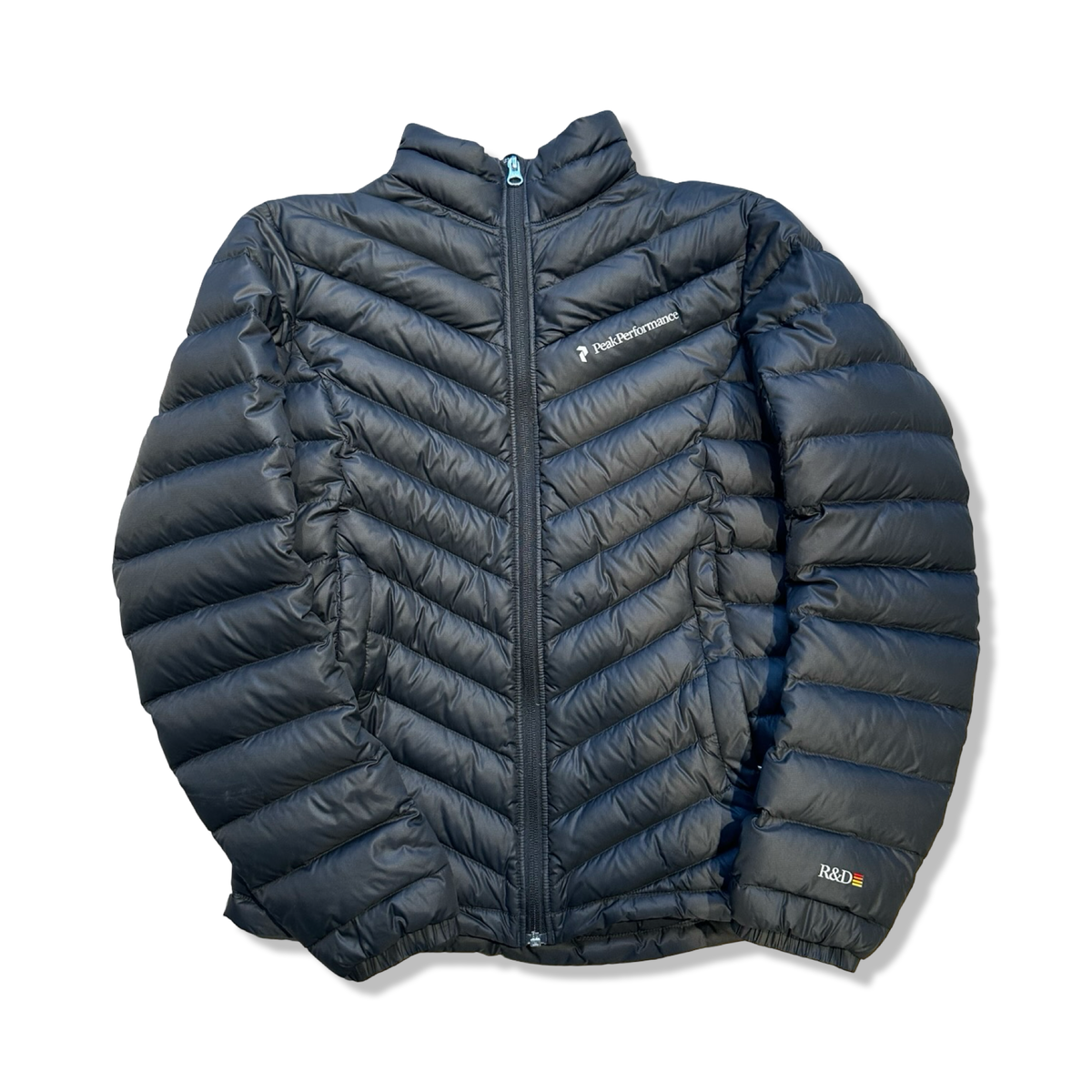 Black women's Peak Performance Frost Down jacket, front view against a white background.