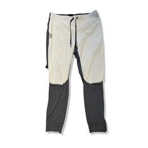 White and grey ON Running men's functional pants with a drawstring waist, front view against a white background.