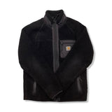 Svart fleececardigan från Carhartt för dam med dragkedja, fotograferad framifrån mot en vit bakgrund.