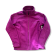 Pink Columbia women's fleece jacket with a zipper, front view against a white background.
