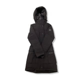 Black Canada Goose women's Black Label hooded down jacket, front view against a white background.