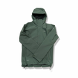 Green Haglöfs hooded shell jacket, front view against a white background.
