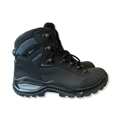 Black Lowa Renegade GTX Mid women's hiking boots, photographed from the side against a white background.