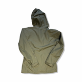 Green Helly Hansen women's hooded shell jacket, back view against a white background.