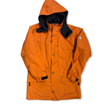 Orange retro Fjällräven women's functional jacket with a hood, front view against a white background.