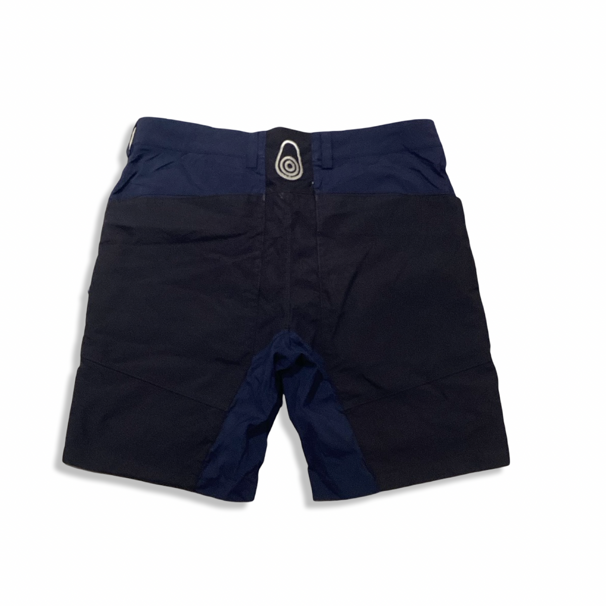 Back view of blue Sail Racing men's sailing shorts against a white background.