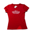 Red Ortovox T-shirt with chest print, front view against a white background.