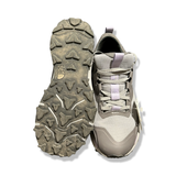 Grey The North Face women's running shoes, shown with an outsole and an upper against a white background.
