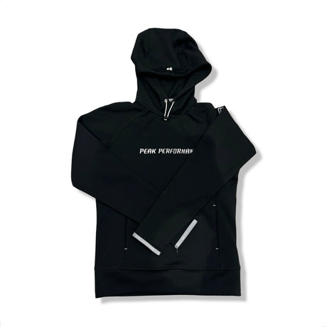 Black Peak Performance women's hoodie, front view against a white background.
