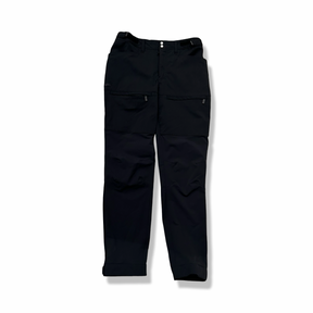 Black Haglöfs women's hiking trousers, front view against a light background.